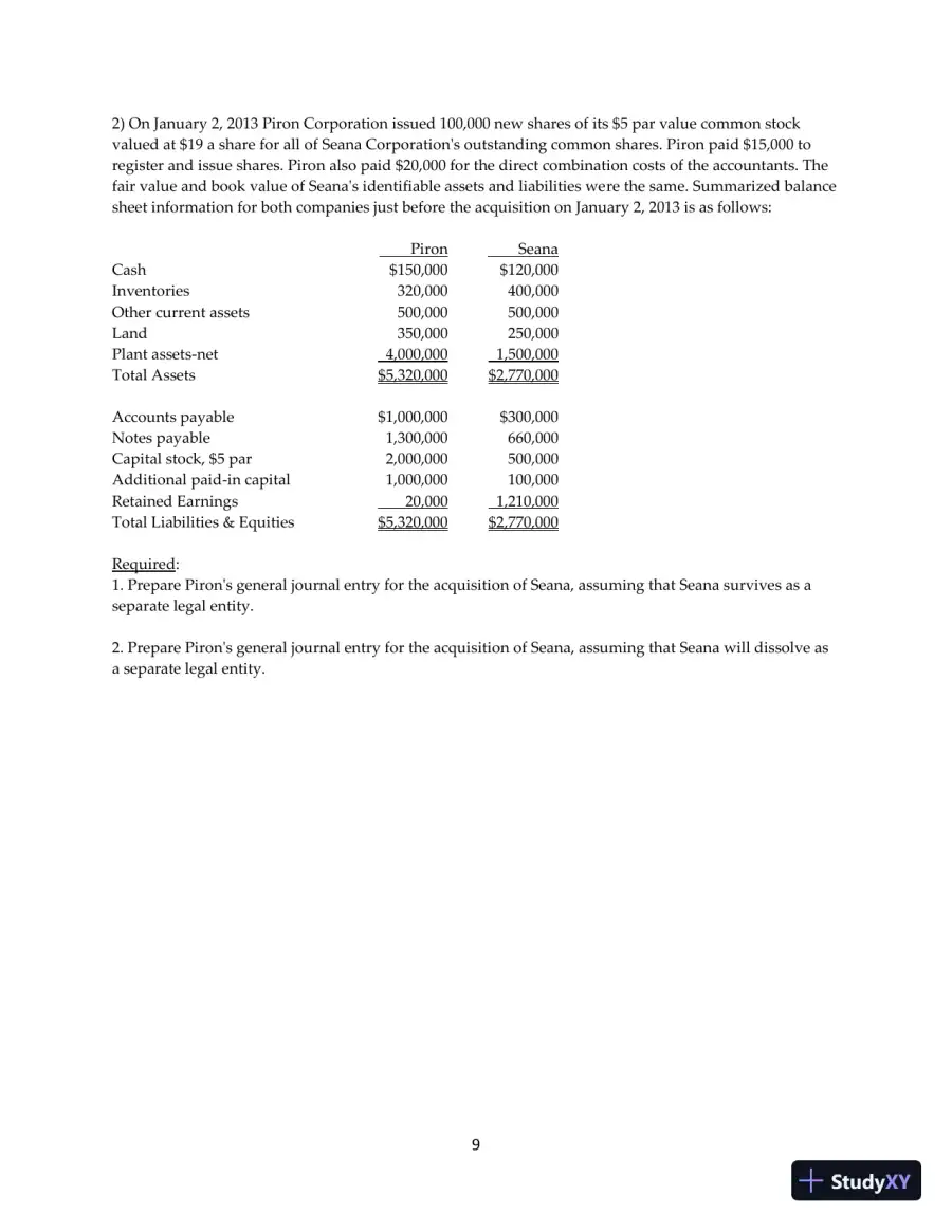 Test Bank for Advanced Accounting, 13th Edition, page 10