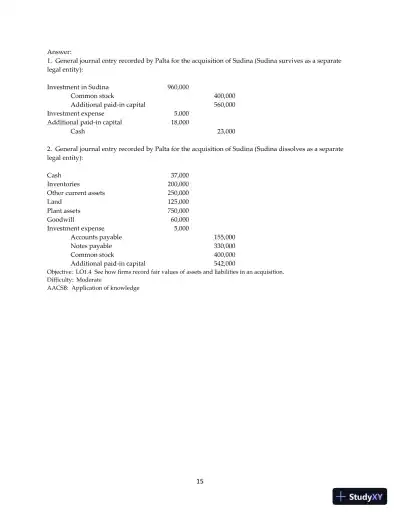 Test Bank for Advanced Accounting, 13th Edition - Page 16 preview image