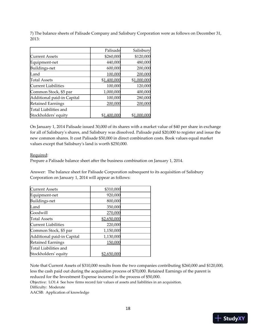 Test Bank for Advanced Accounting, 13th Edition, page 19