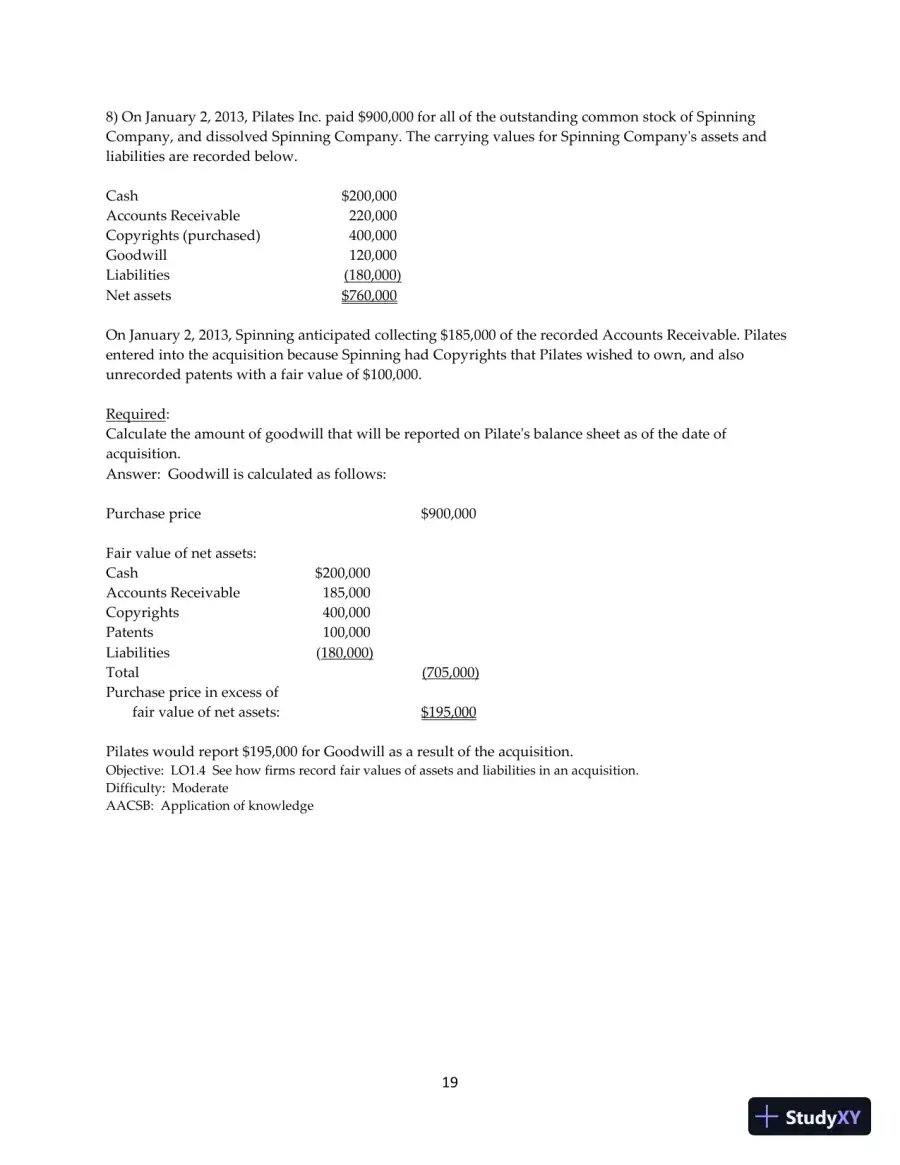 Test Bank for Advanced Accounting, 13th Edition, page 20