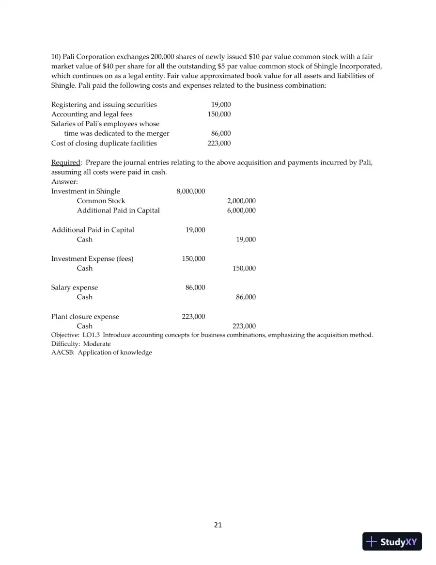 Test Bank for Advanced Accounting, 13th Edition, page 22