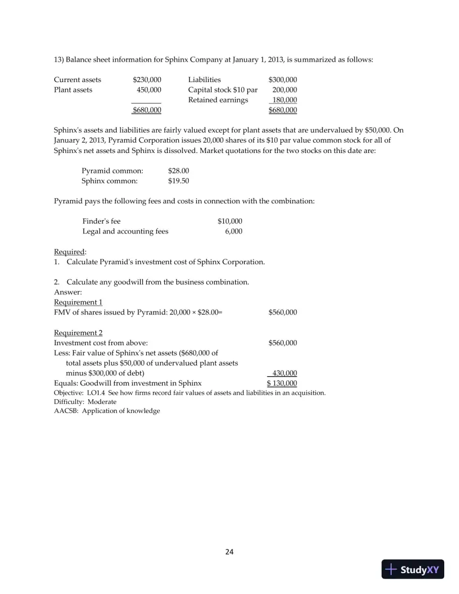 Test Bank for Advanced Accounting, 13th Edition, page 25