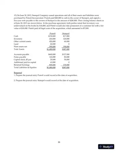 Test Bank for Advanced Accounting, 13th Edition - Page 27 preview image