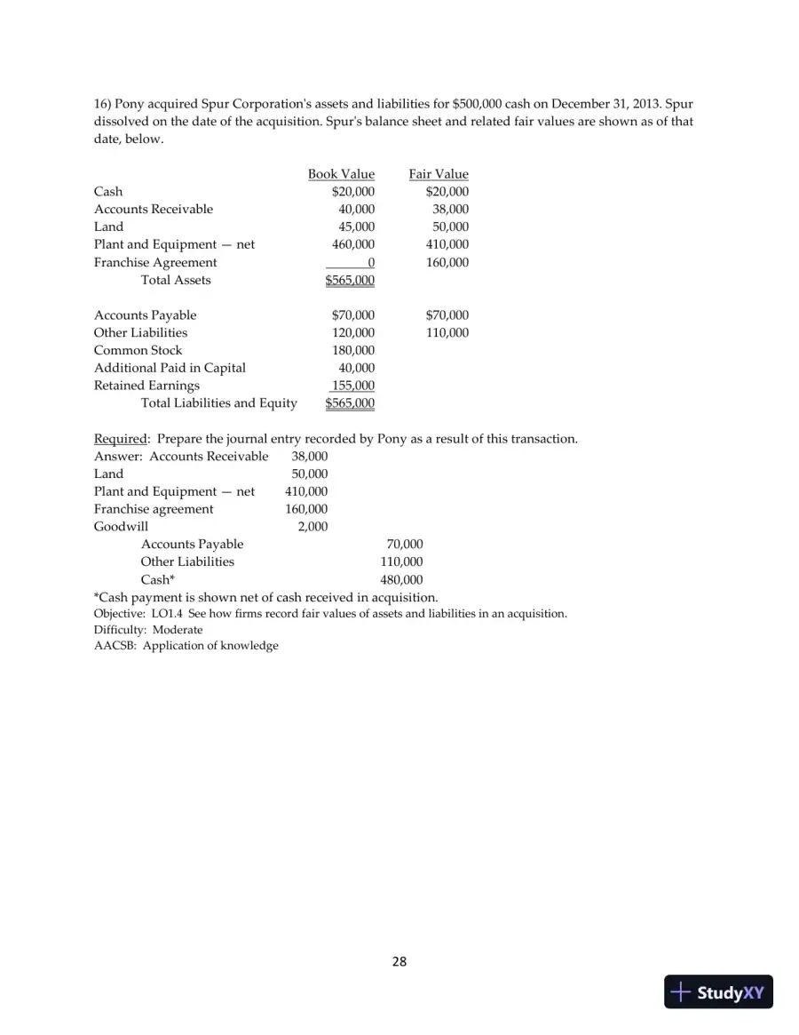 Test Bank for Advanced Accounting, 13th Edition, page 29
