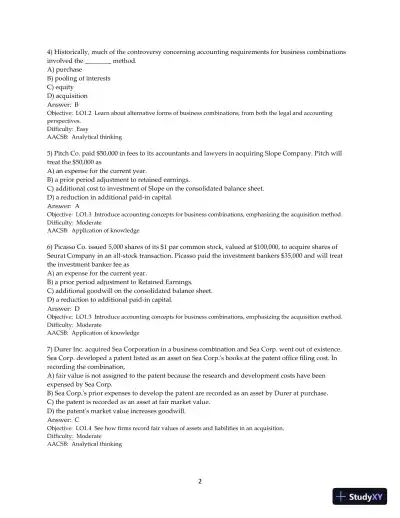 Test Bank for Advanced Accounting, 13th Edition - Page 3 preview image