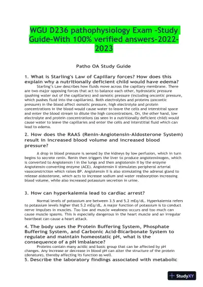2022-2023 WGU D236 Pathophysiology Exam - Study Guide with Answers (108 Solved Questions) - Page 3 preview image