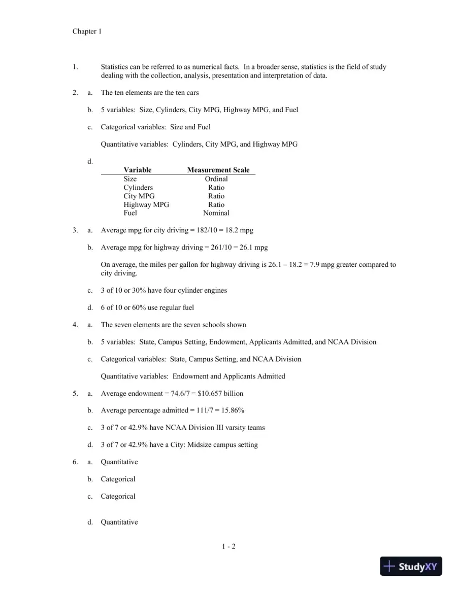 Solution Manual for Statistics for Business and Economics, 11th Edition, page 6