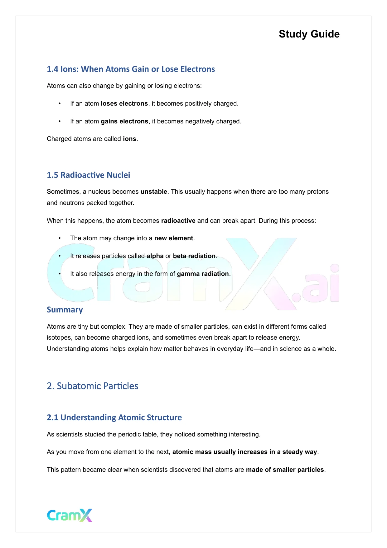Chemistry - Atomic Structure - Page 2 preview image