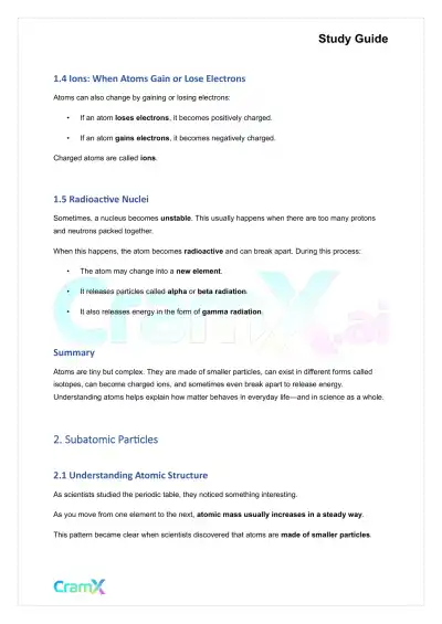 Chemistry - Atomic Structure - Page 2 preview image