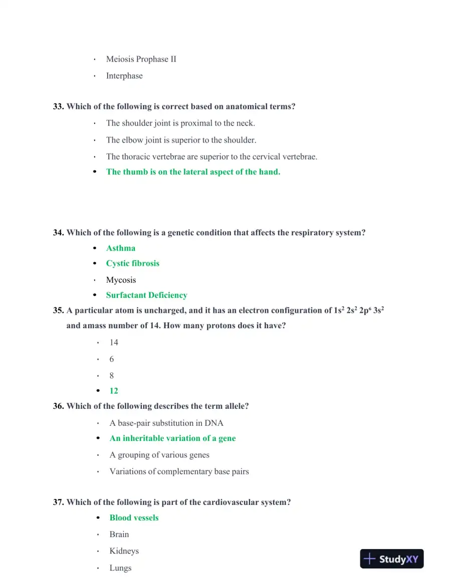 ATI Biology TEAS With Answers (303 Solved Questions), page 12