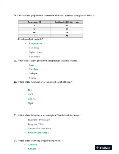 ATI Biology TEAS With Answers (303 Solved Questions) - Page 8 preview image