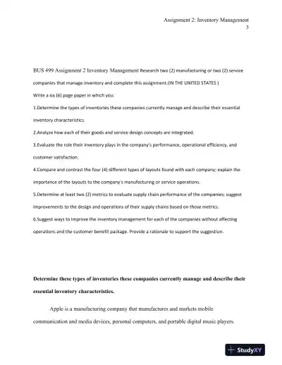 BUS 499 A Comparative Analysis of Inventory Management Strategies at Apple and Dell - Page 4 preview image