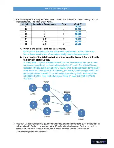 MM305 UNIT 9 Project: Project Analysis and Forecasting: Application of Decision Models, Statistical Methods, and Optimization Techniques - Page 4 preview image