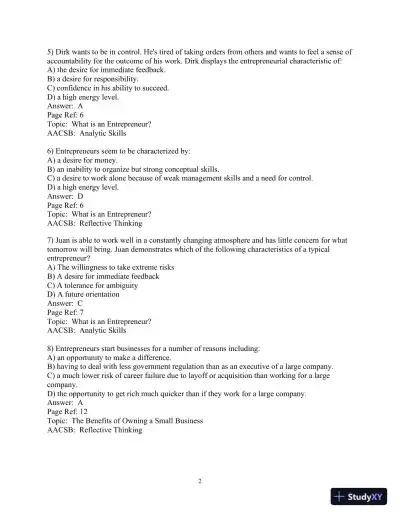 Test Bank For Effective Small Business Management, 10th Edition - Page 3 preview image