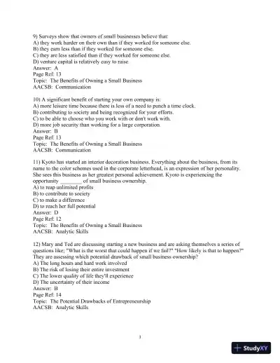 Test Bank For Effective Small Business Management, 10th Edition - Page 4 preview image