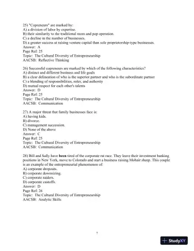 Test Bank For Effective Small Business Management, 10th Edition - Page 8 preview image