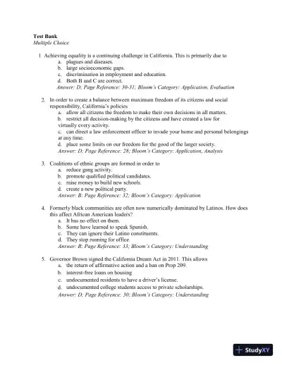 Test Bank for California Government and Politics Today, 15th Edition - Page 12 preview image