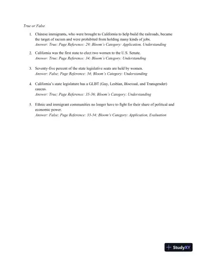 Test Bank for California Government and Politics Today, 15th Edition - Page 13 preview image