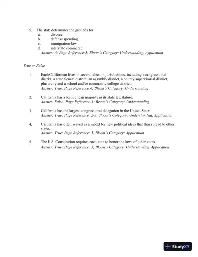 Test Bank for California Government and Politics Today, 15th Edition - Page 4 preview image