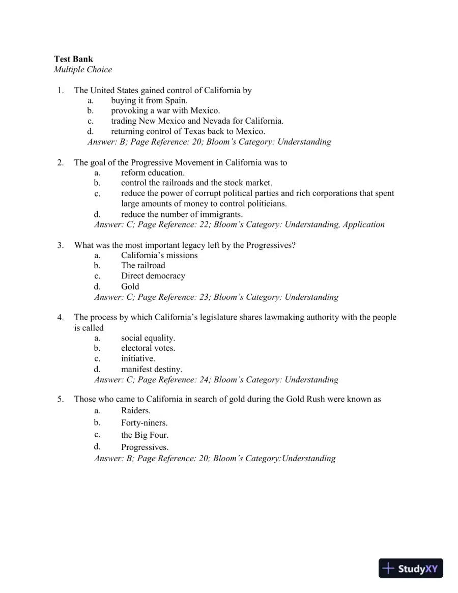 Test Bank for California Government and Politics Today, 15th Edition, page 9