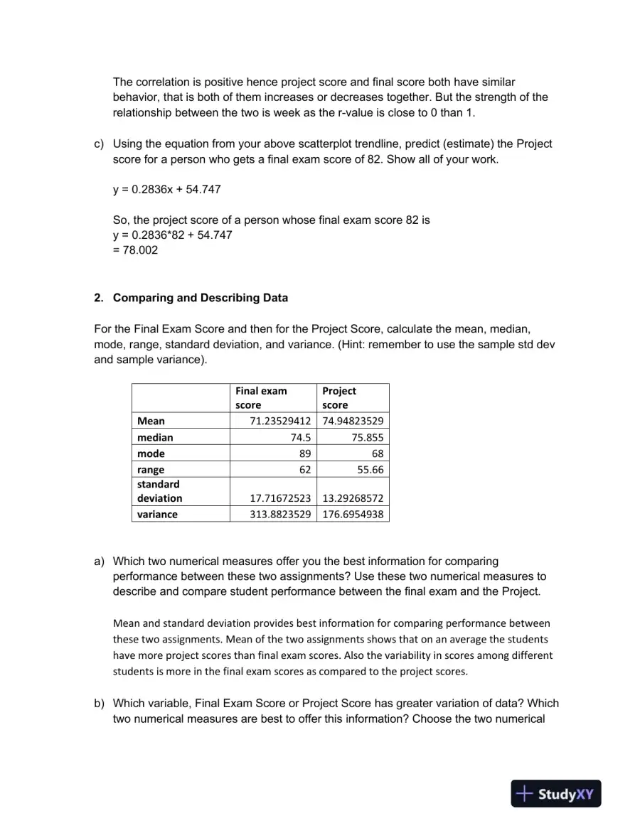 Statistical Analysis of Academic Performance: Correlation, Prediction, and Data Comparison, page 3