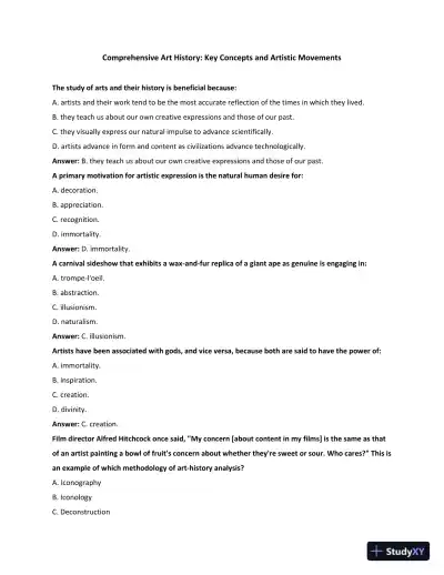 Comprehensive Art History: Key Concepts And Artistic Movements - Page 1 preview image
