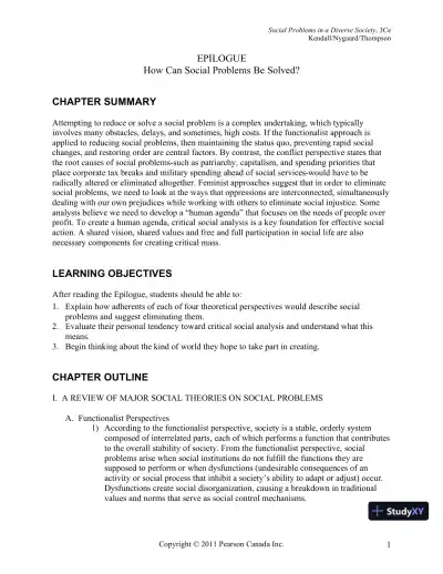 Social Problems In A Diverse Society, Third Canadian Edition Lecture Notes - Page 1 preview image