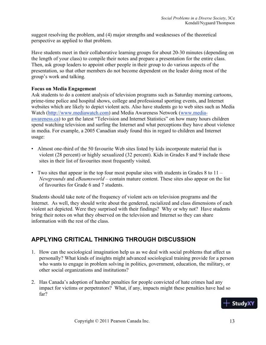 Social Problems In A Diverse Society, Third Canadian Edition Lecture Notes, page 18
