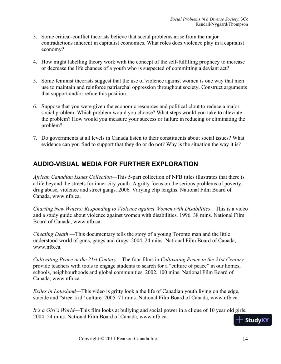 Social Problems In A Diverse Society, Third Canadian Edition Lecture Notes, page 19