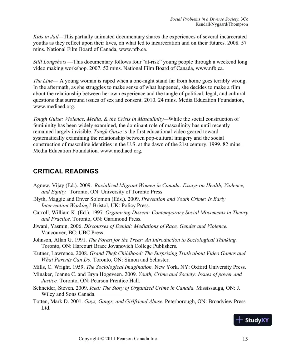 Social Problems In A Diverse Society, Third Canadian Edition Lecture Notes, page 20
