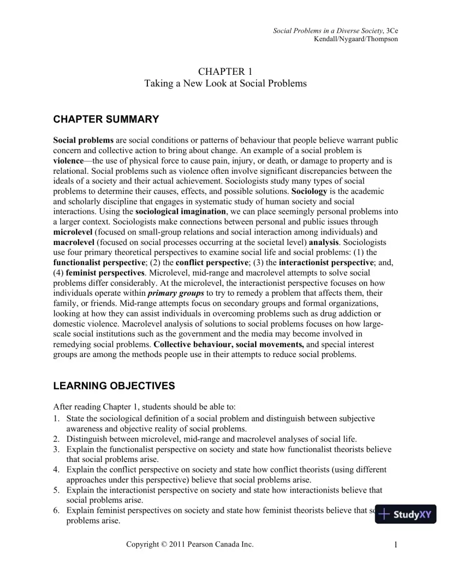 Social Problems In A Diverse Society, Third Canadian Edition Lecture Notes, page 6