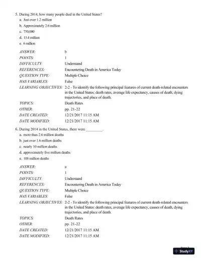 Test Bank For Death and Dying, Life and Living , 8th Edition - Page 29 preview image