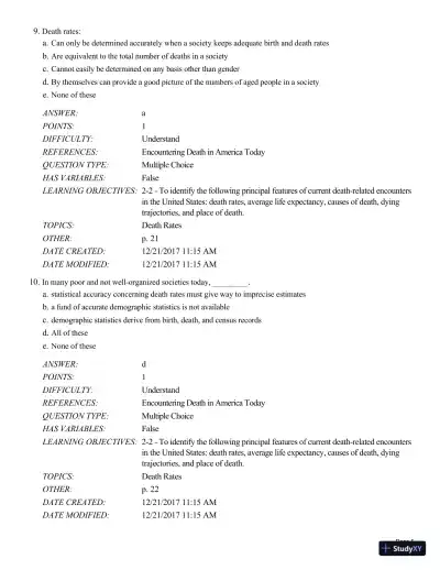 Test Bank For Death and Dying, Life and Living , 8th Edition - Page 31 preview image