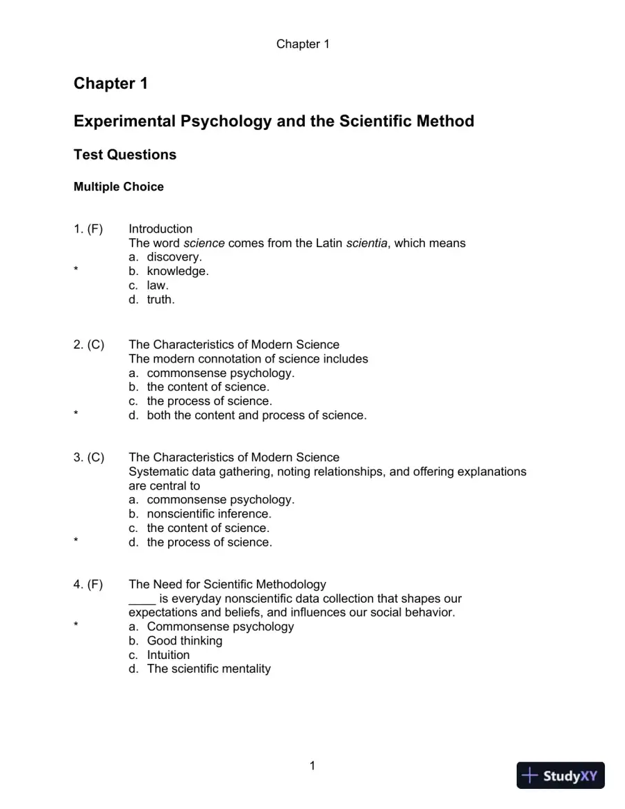 Experimental Psychology 7th Edition Test Bank, page 11