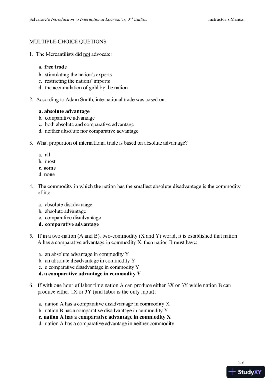 Solution Manual for Introduction to International Economics , 3rd Edition, page 16