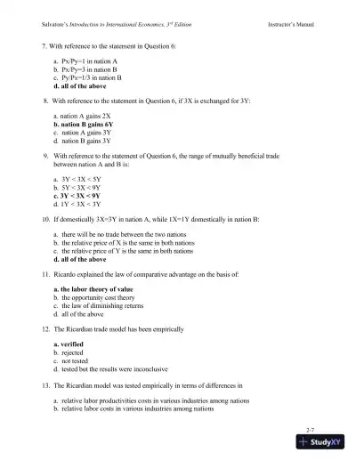 Solution Manual for Introduction to International Economics , 3rd Edition - Page 17 preview image