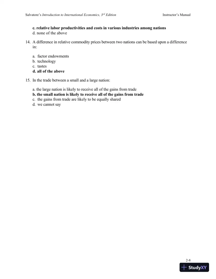 Solution Manual for Introduction to International Economics , 3rd Edition, page 18