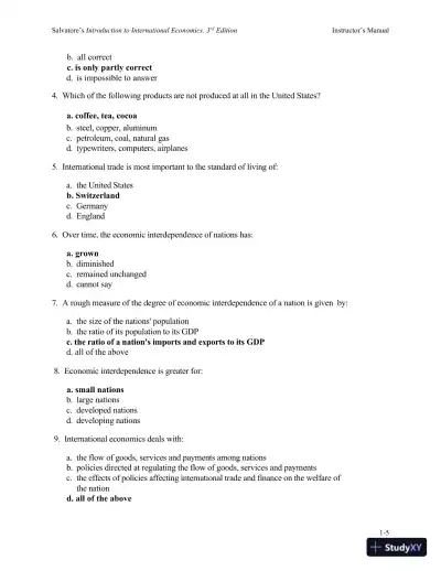 Solution Manual for Introduction to International Economics , 3rd Edition - Page 9 preview image
