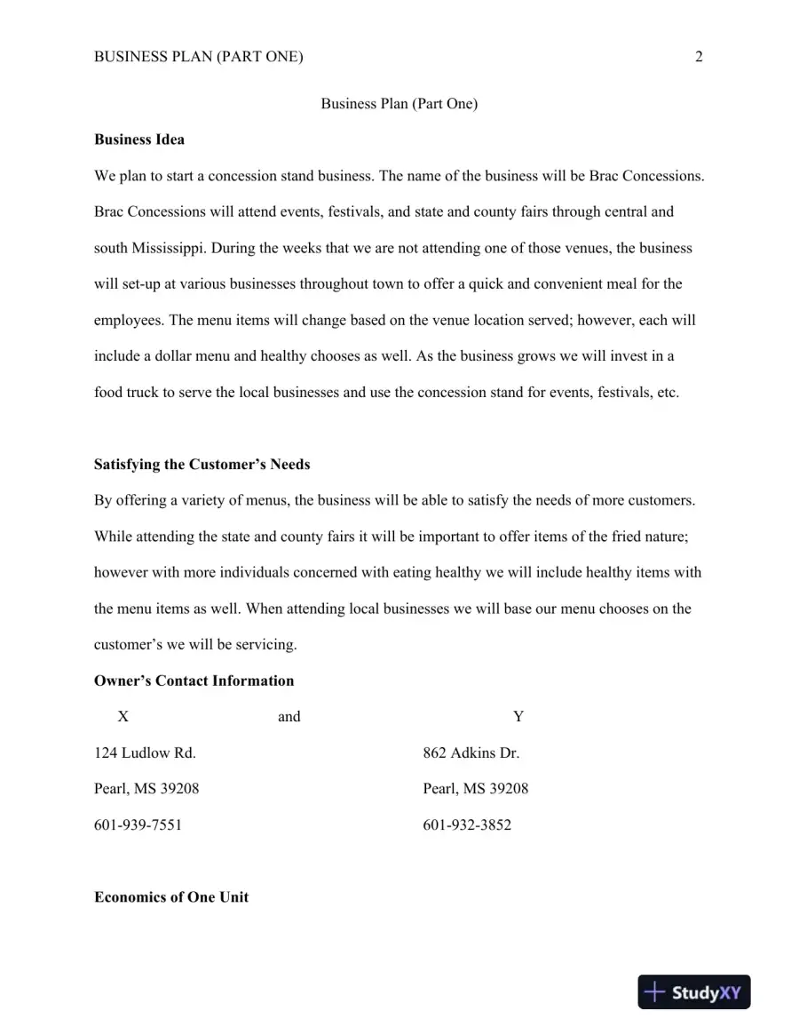 Brac Concessions Business Plan: Evaluating Market Needs, Competitive Advantage, and Strategic Goals, page 3