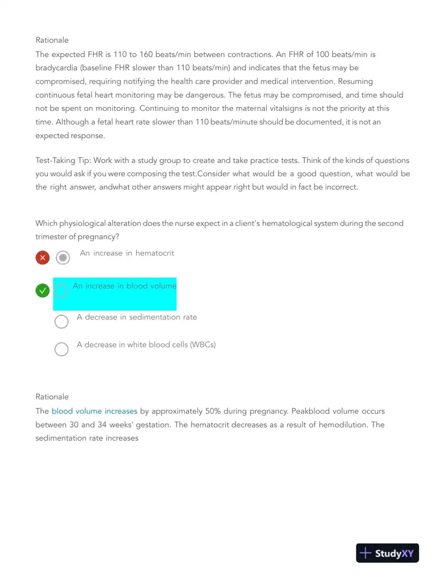 HESI Pregnancy, Labor, Childbirth, and Postpartum Real Exam With Answers (116 Solved Questions), page 3