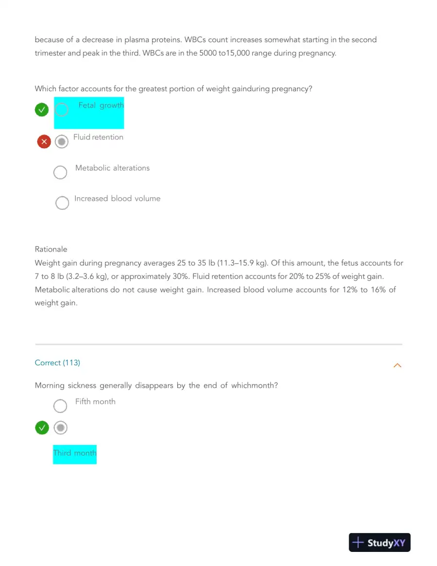 HESI Pregnancy, Labor, Childbirth, and Postpartum Real Exam With Answers (116 Solved Questions), page 4