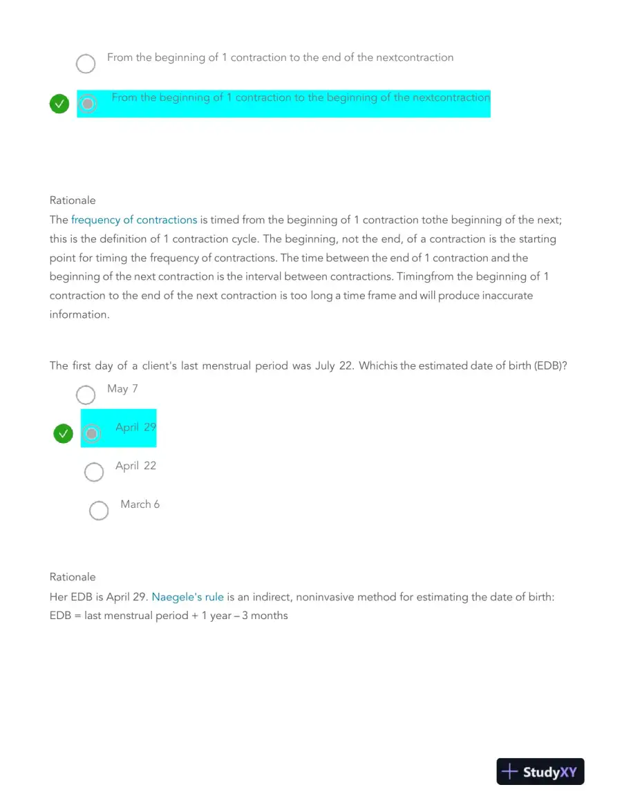 HESI Pregnancy, Labor, Childbirth, and Postpartum Real Exam With Answers (116 Solved Questions), page 9