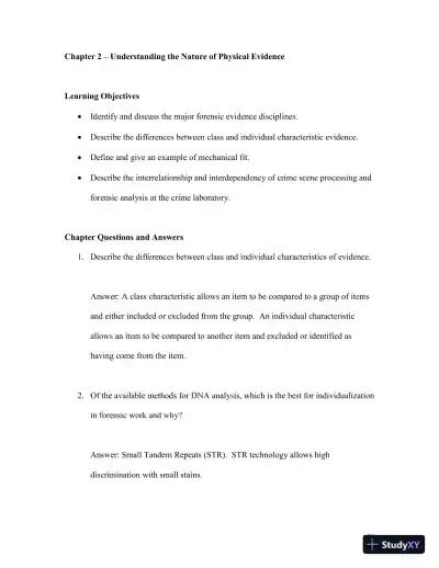 Solution Manual for Practical Crime Scene Processing and Investigation, 2nd Edition - Page 13 preview image