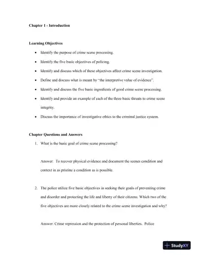 Solution Manual for Practical Crime Scene Processing and Investigation, 2nd Edition - Page 6 preview image
