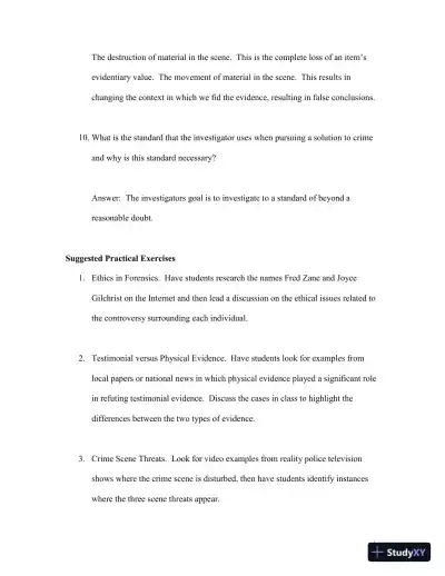 Solution Manual for Practical Crime Scene Processing and Investigation, 2nd Edition - Page 9 preview image