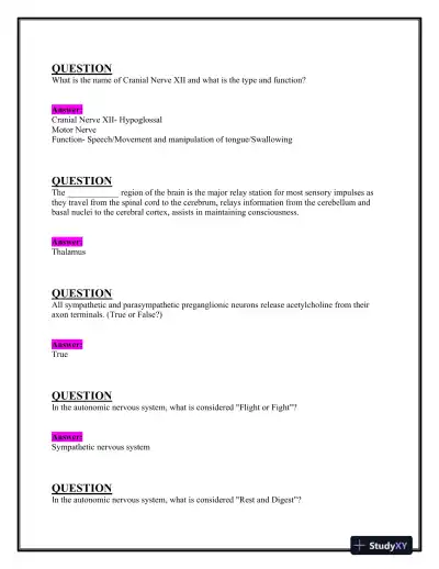 2023-2024 BIOS252 Anatomy and Physiology Review Exam II With Answers (160 Solved Questions) - Page 13 preview image