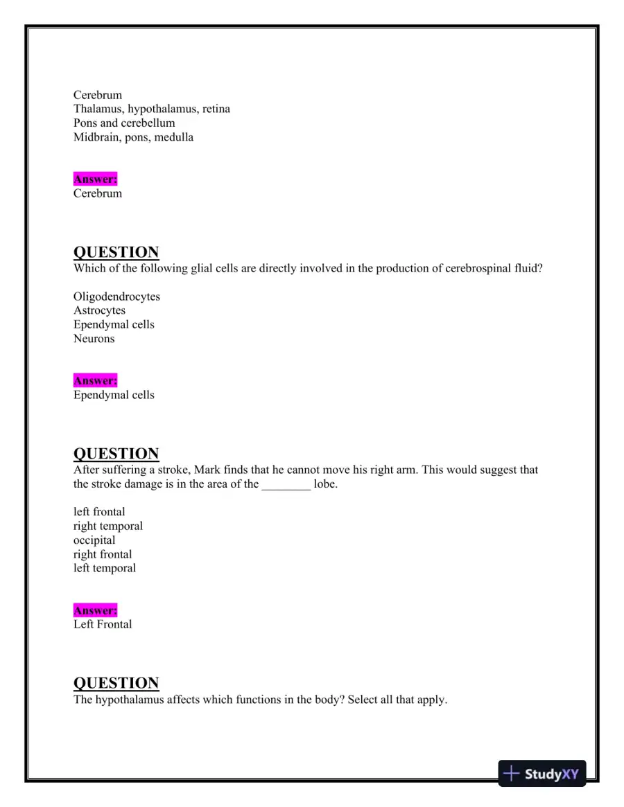2023-2024 BIOS252 Anatomy and Physiology Review Exam II With Answers (160 Solved Questions), page 5