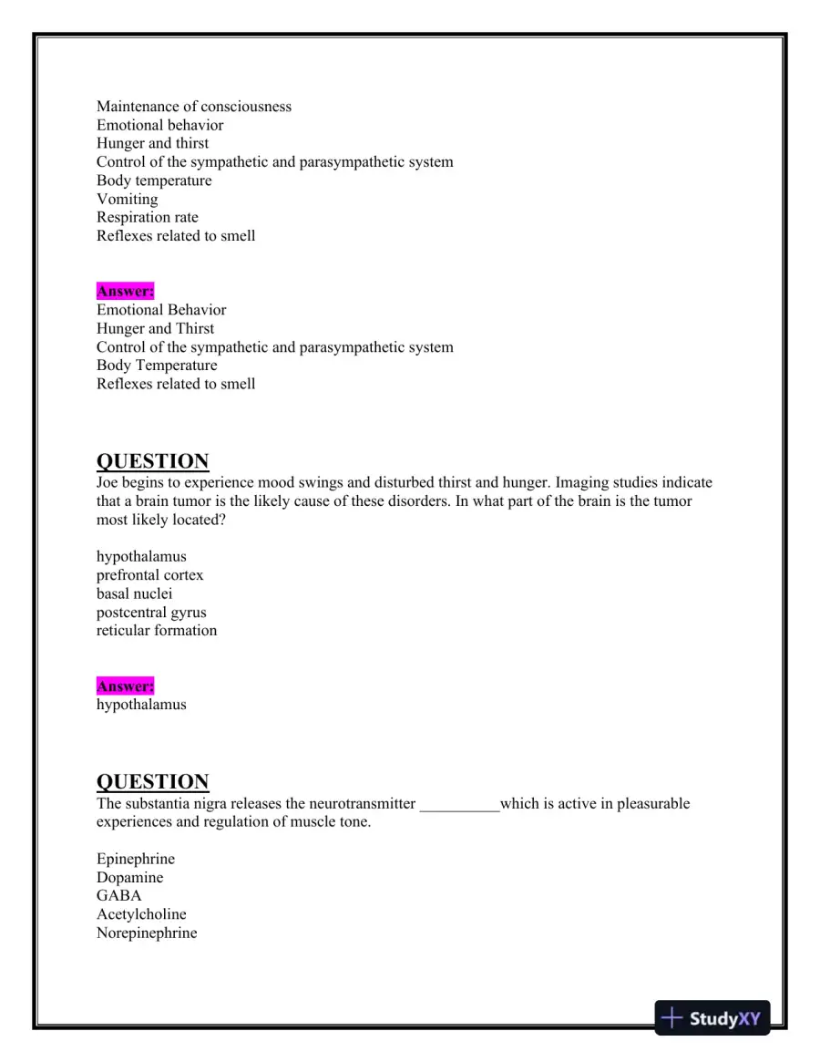 2023-2024 BIOS252 Anatomy and Physiology Review Exam II With Answers (160 Solved Questions), page 6