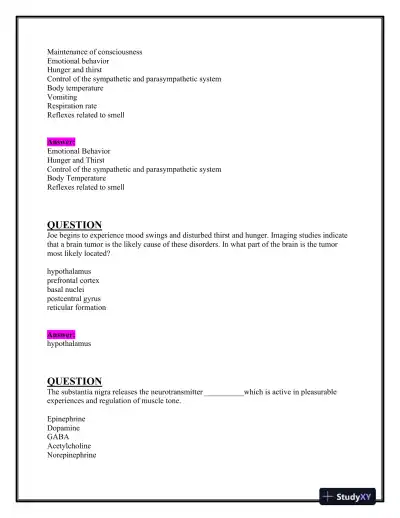 2023-2024 BIOS252 Anatomy and Physiology Review Exam II With Answers (160 Solved Questions) - Page 6 preview image