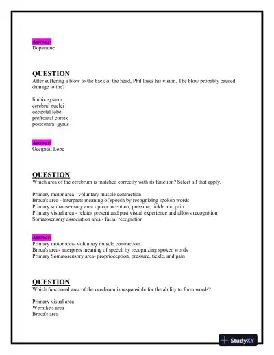 2023-2024 BIOS252 Anatomy and Physiology Review Exam II With Answers (160 Solved Questions) - Page 7 preview image